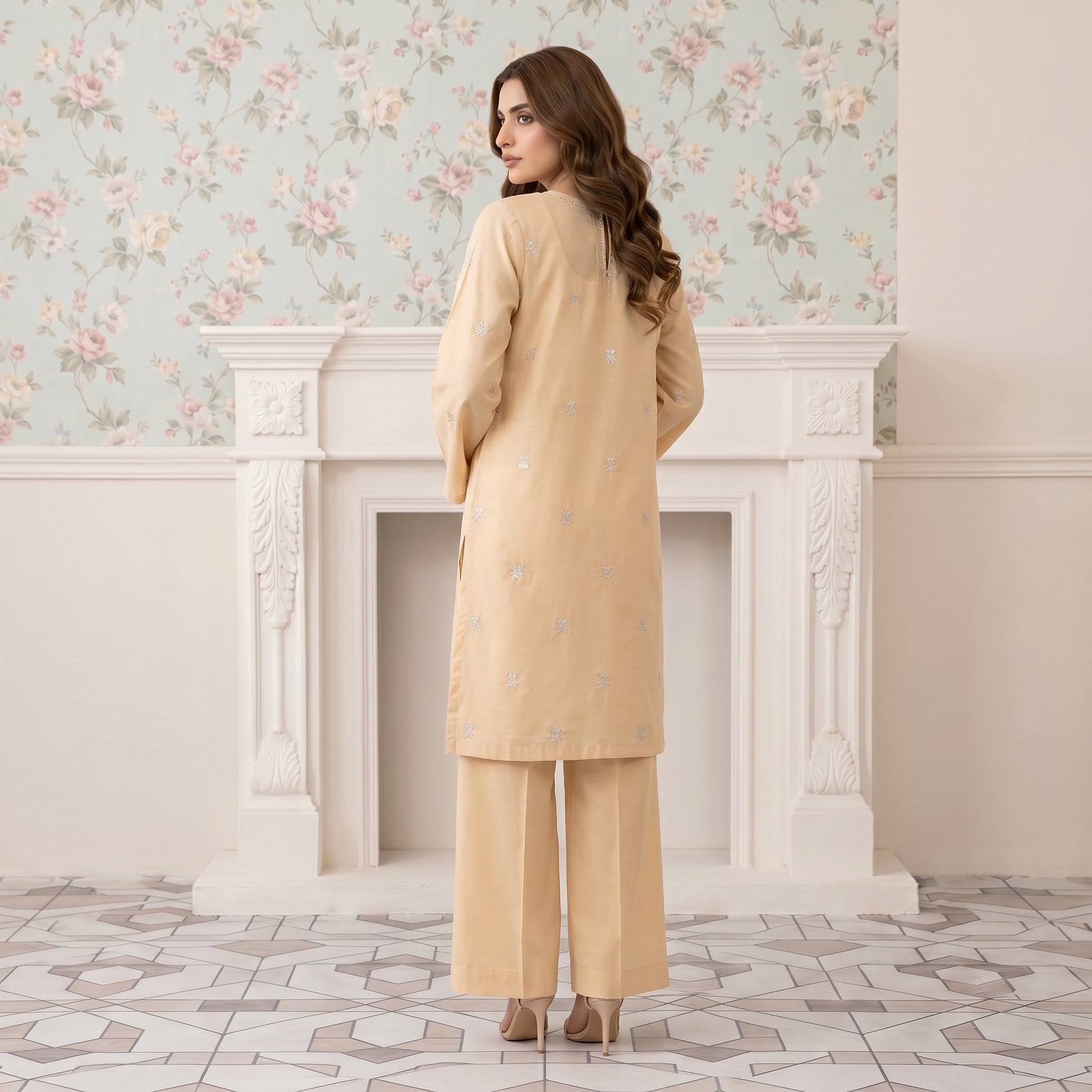 Beige cotton trouser from Champagne Bloom 2-piece suit