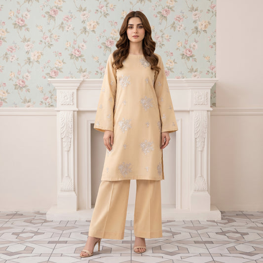 Champagne Bloom embroidered lawn 2-piece suit by ILHAM PREMIUM
